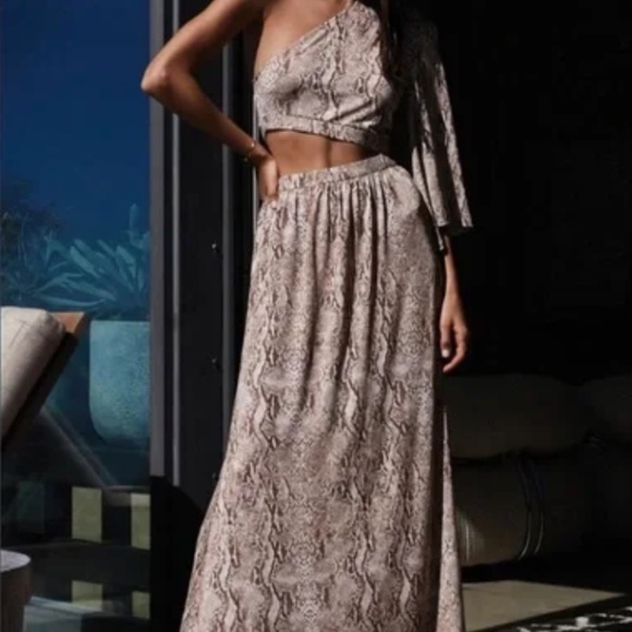 $475 New NWT L'Agence "Fontana" Cut-Out Snakeskin Maxi Dress Sz XS - Picture 4 of 4